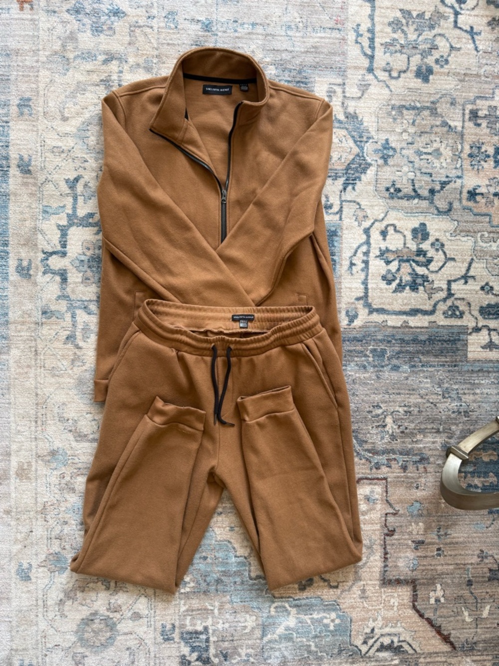 Saks Fifth Avenue Brown matching set - zip up and Drawstring Fleece Joggers
